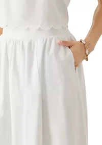 Women's Scallop Hem Midi Skirt