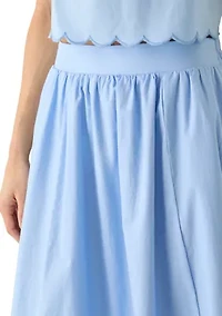 Women's Scallop Hem Midi Skirt