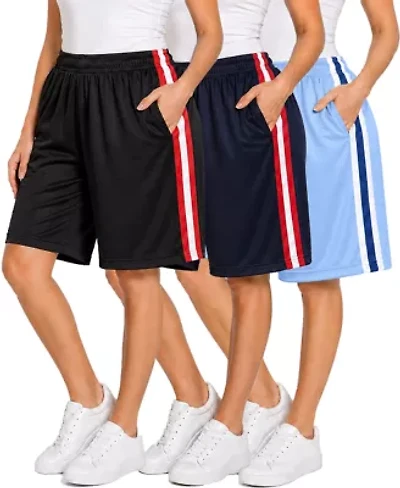 Jump Start Women's Loose Fit Moisture-Wicking Performance Shorts-3 Pack