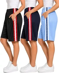 Jump Start Women's Loose Fit Moisture-Wicking Performance Shorts-3 Pack
