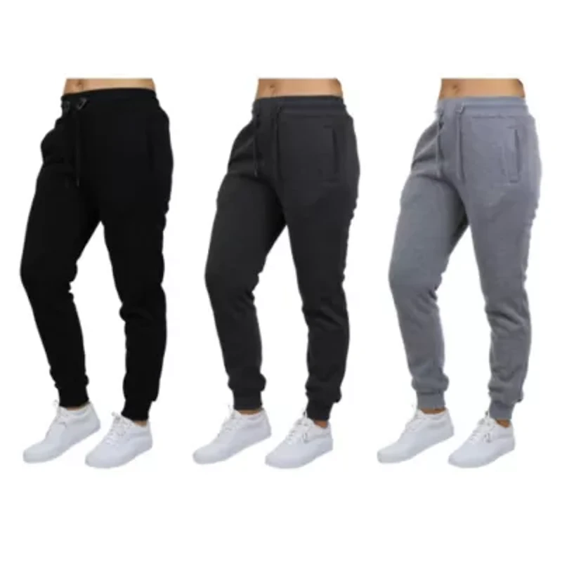 Women's Loose Fit Heavyweight Classic Fleece Jogger Sweatpants- 3 Pack