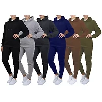 Galaxy By Harvic Women's Loose Fit Fleece-Lined Pullover Hoodie & Jogger 2-Piece Set