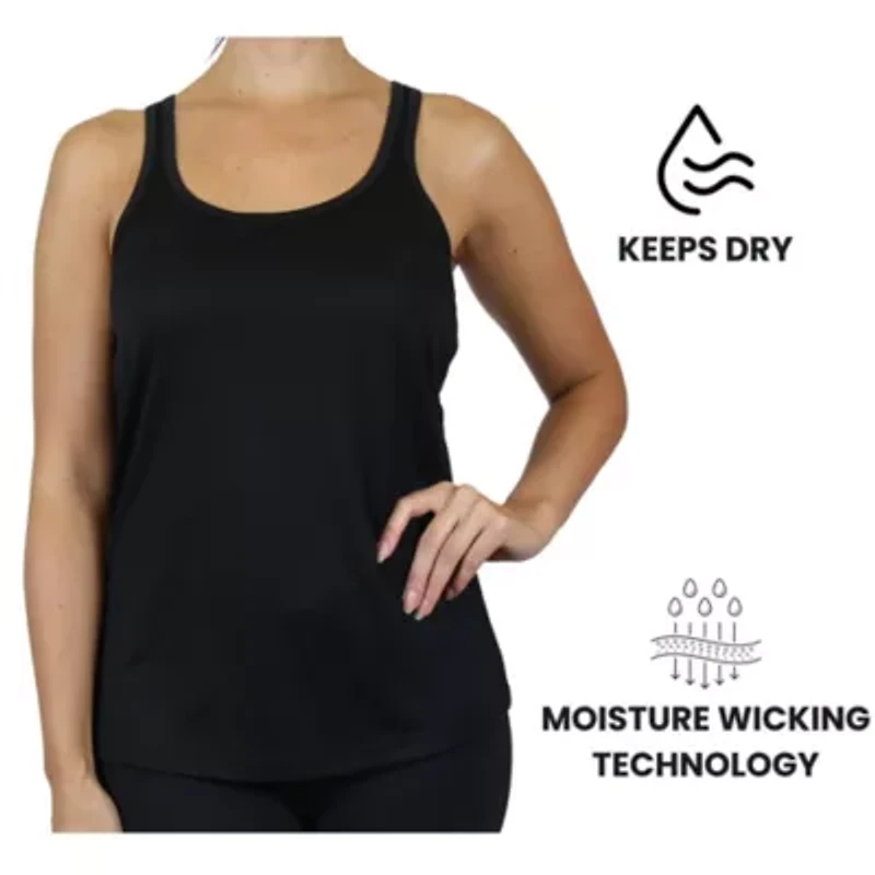 Galaxy By Harvic Women's Moisture Wicking Racerback Tank-3 Pack