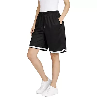 Jump Start Women's Loose Fit Premium Active Moisture Wicking Workout Mesh Shorts With Trim