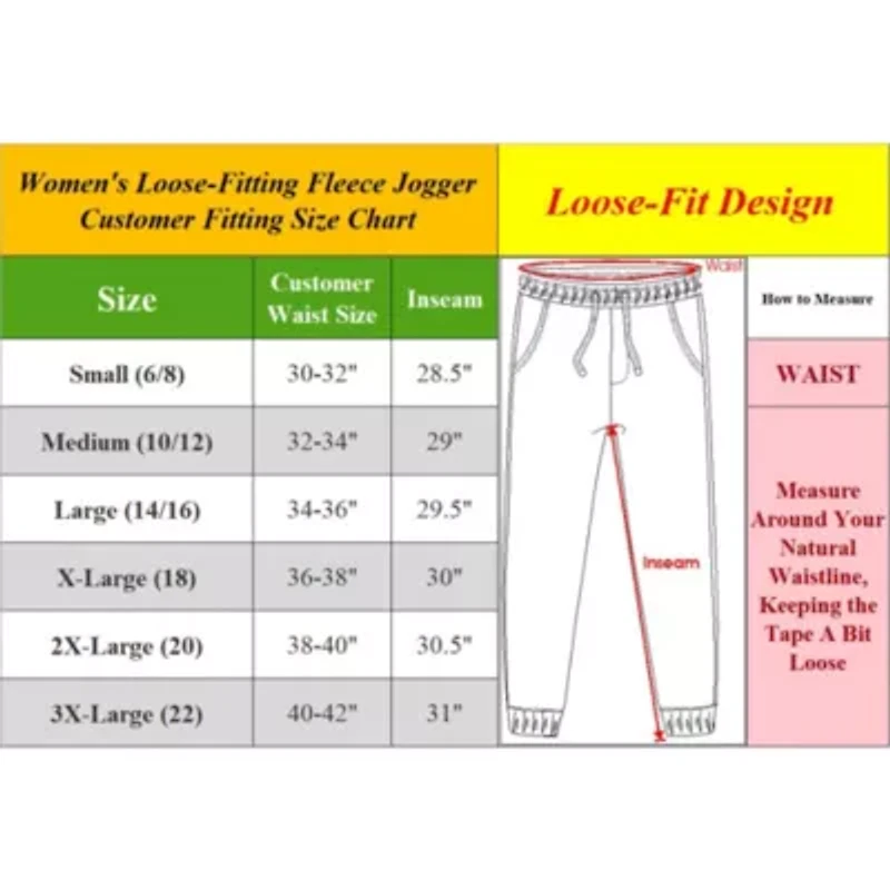 Blue Ice Women's Loose  Fit Heavyweight Classic Fleece Jogger Sweatpants With Zipper Side Pockets- 3 Pack