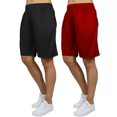 Jump Start Women's Loose Fit Moisture Wicking Performance Mesh Shorts-2 Pack