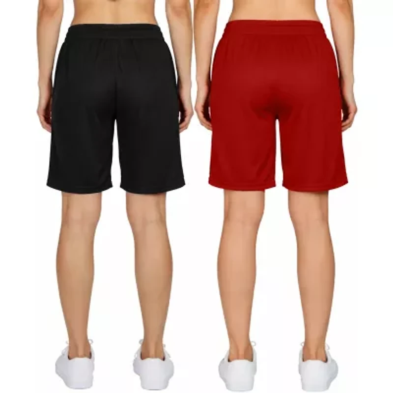 Jump Start Women's Loose Fit Moisture Wicking Performance Mesh Shorts-2 Pack