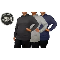Blue Ice Womeen's Loose Fit Waffle Knit Thermal Pullover Hoodie -3 Pack