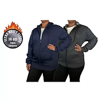 Blue Ice Women's Loose Fit Super Heavyweight Fleece Lined Full-Zip Hoodie-2 Pack