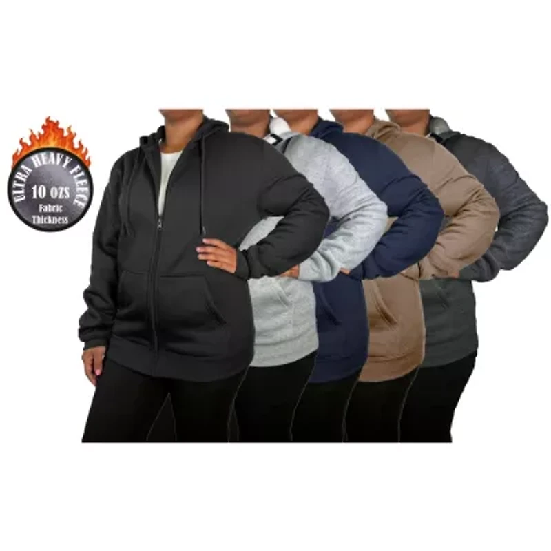 Blue Ice Women's Loose Fit Super Heavyweight Fleece Lined Full-Zip Hoodie-2 Pack