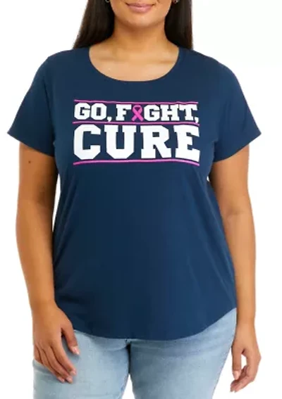 Plus Short Sleeve Go Fight Cure Graphic T-Shirt