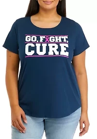 Plus Short Sleeve Go Fight Cure Graphic T-Shirt