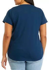 Plus Short Sleeve Go Fight Cure Graphic T-Shirt