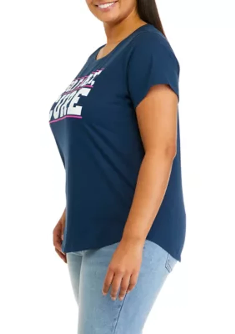Plus Short Sleeve Go Fight Cure Graphic T-Shirt