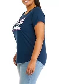 Plus Short Sleeve Go Fight Cure Graphic T-Shirt