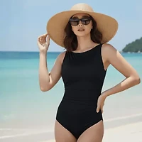 High neck plus one piece swimsuit