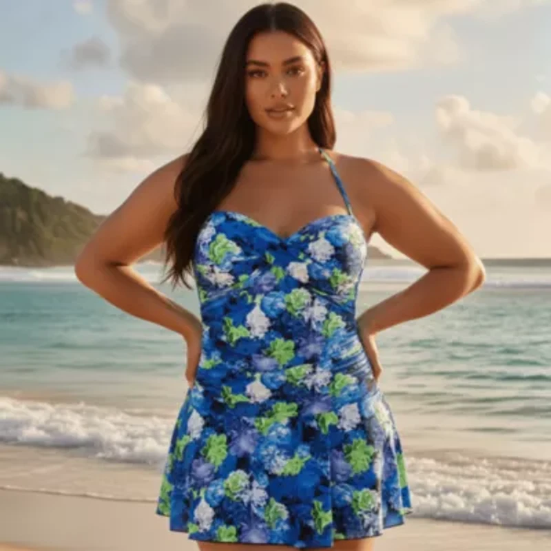 Skirted one piece swimsuit