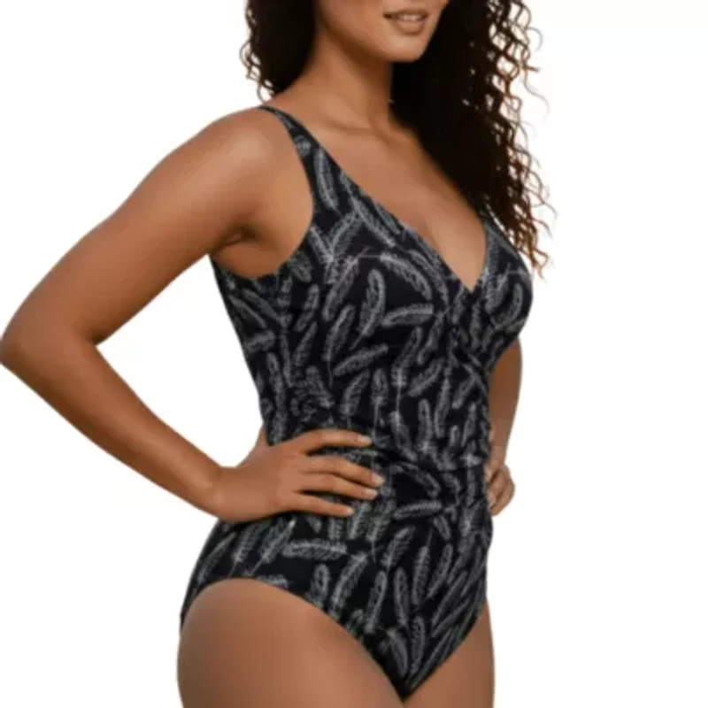 Wrap style one piece swimsuit
