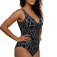 Wrap style one piece swimsuit
