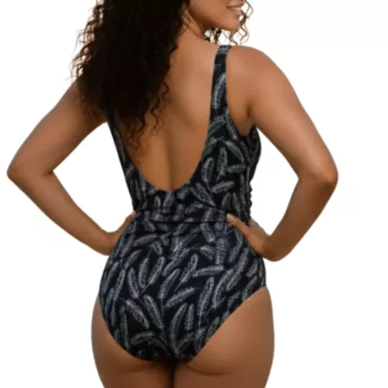 Wrap style one piece swimsuit