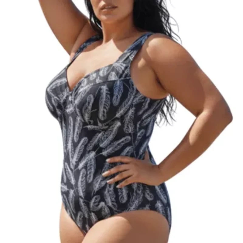 Keyhole back one piece swimsuit