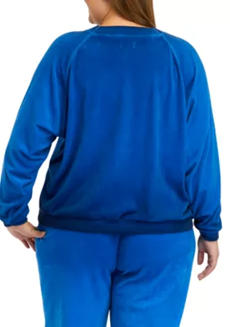 Plus Long Sleeve Washed Velour Sweatshirt