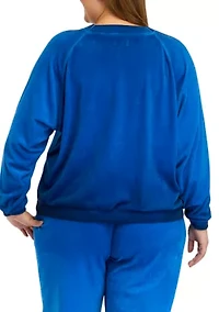 Plus Long Sleeve Washed Velour Sweatshirt