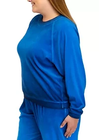 Plus Long Sleeve Washed Velour Sweatshirt