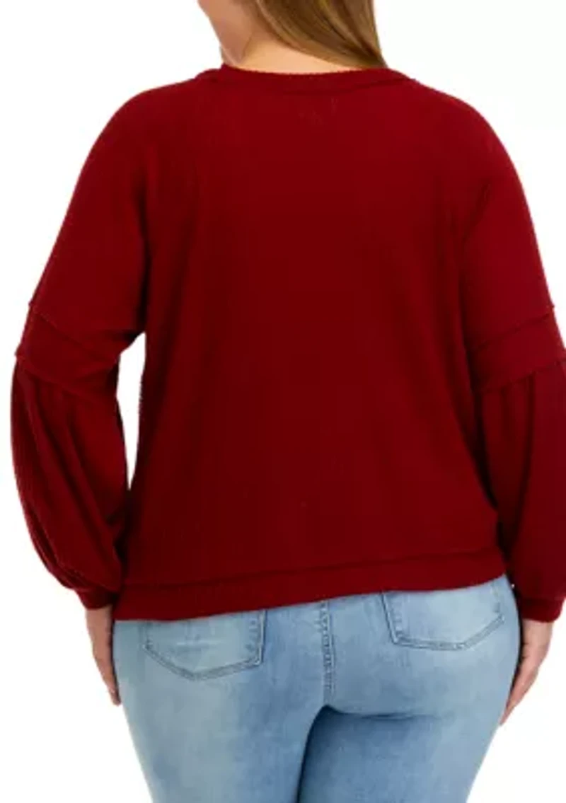 Plus Long Sleeve Waffle Knit Top