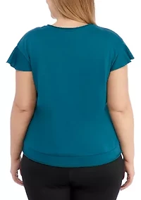 Studio Plus Terry Ruffle Sleeve T-Shirt