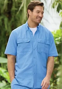 Sewing Down South x Crown & Ivy™ Dockside Short Sleeve Seersucker Fishing Shirt