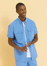 Sewing Down South x Crown & Ivy™ Dockside Short Sleeve Seersucker Fishing Shirt