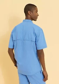 Sewing Down South x Crown & Ivy™ Dockside Short Sleeve Seersucker Fishing Shirt