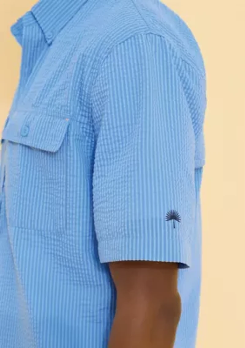 Sewing Down South x Crown & Ivy™ Dockside Short Sleeve Seersucker Fishing Shirt