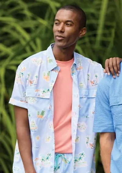 Sewing Down South x Crown & Ivy™ Dockside Short Sleeve Printed Fishing Shirt
