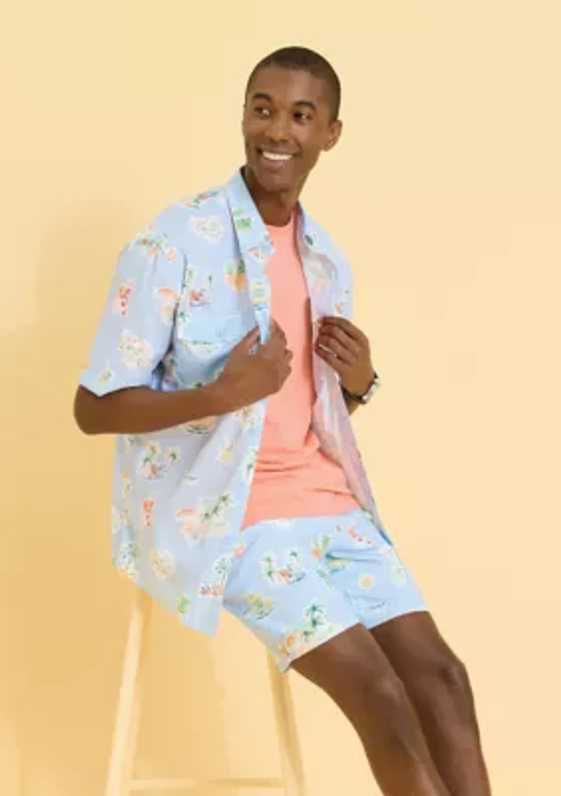 Sewing Down South x Crown & Ivy™ Dockside Short Sleeve Printed Fishing Shirt