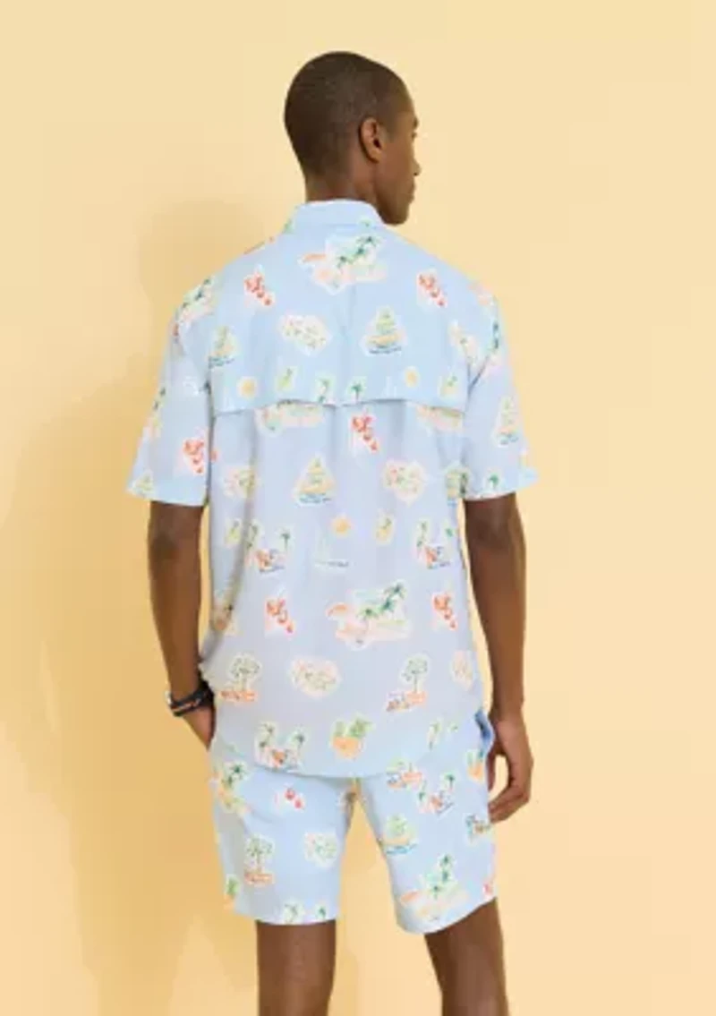 Sewing Down South x Crown & Ivy™ Dockside Short Sleeve Printed Fishing Shirt