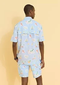 Sewing Down South x Crown & Ivy™ Dockside Short Sleeve Printed Fishing Shirt