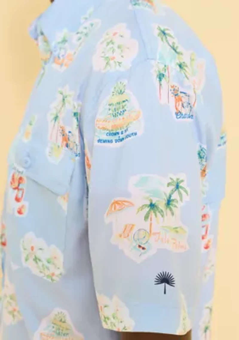 Sewing Down South x Crown & Ivy™ Dockside Short Sleeve Printed Fishing Shirt