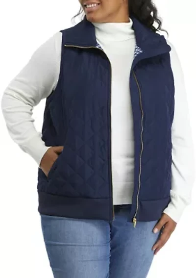 Plus Rib Trim Puffer Vest