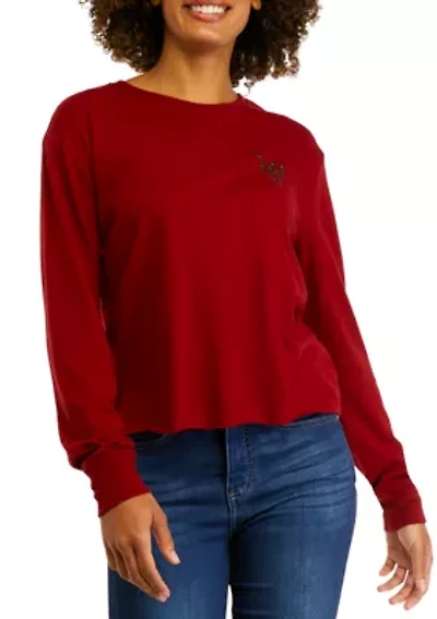Juniors' Long Sleeve Boxy Graphic T-Shirt