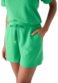 Women's Solid Elastic Waist Shorts