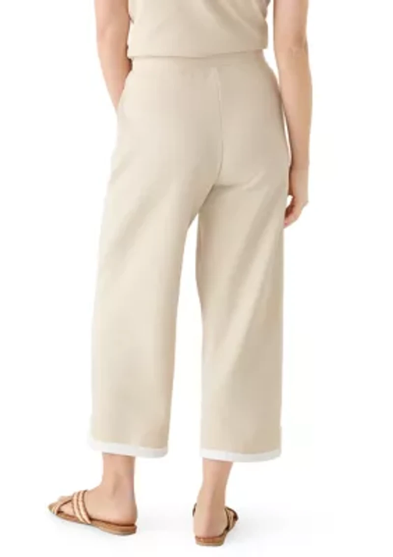 Petite Cropped Pique Pants