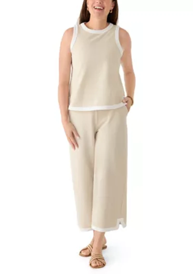 Petite Cropped Pique Pants