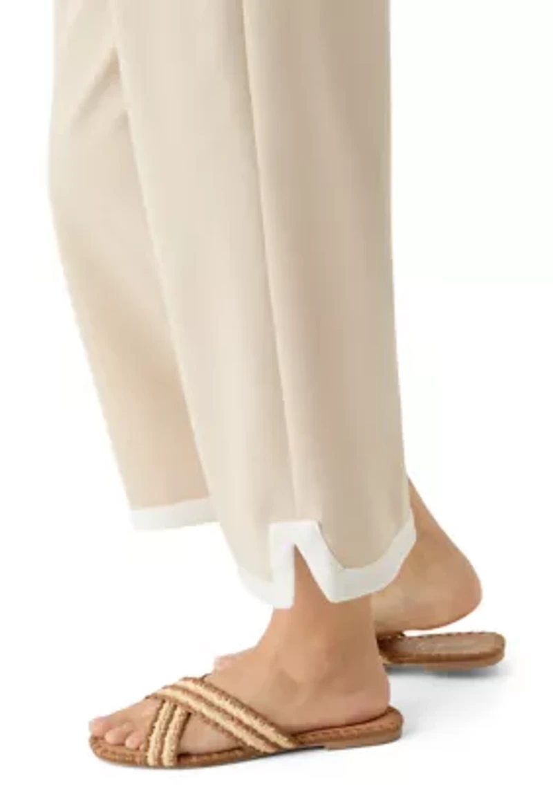 Petite Cropped Pique Pants