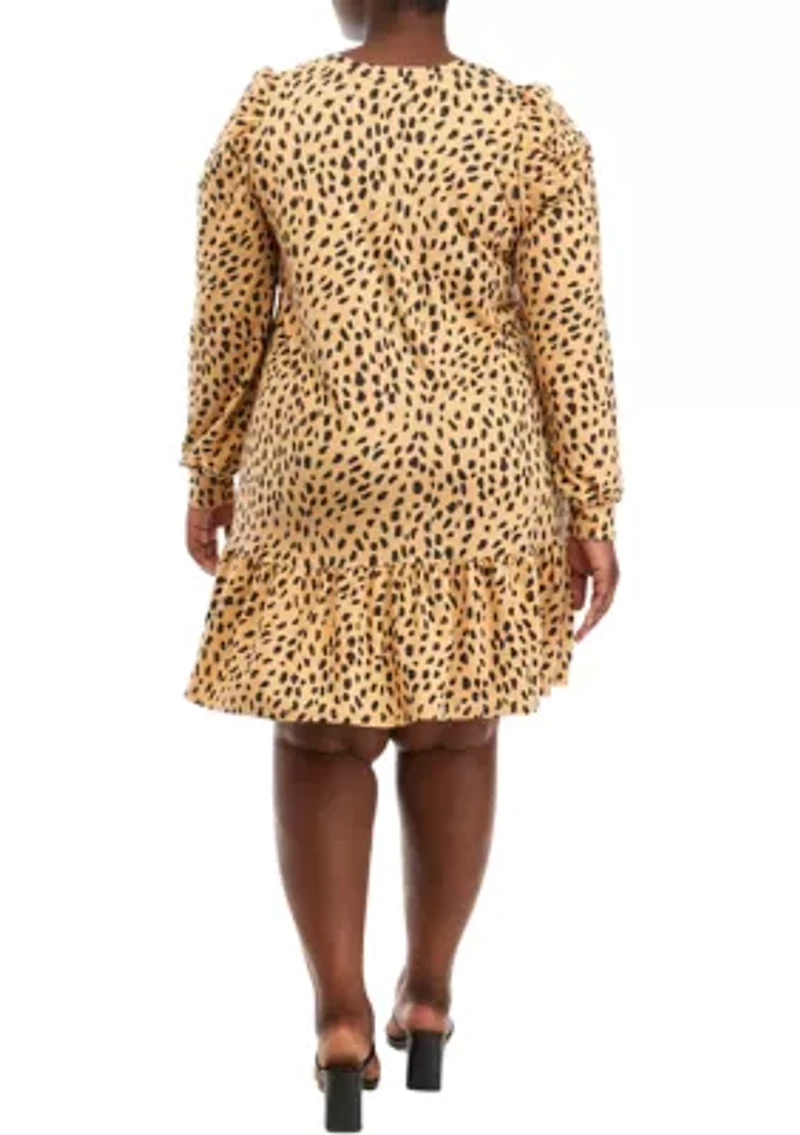 Plus Printed Prairie Dress