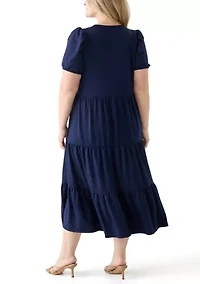 Plus Short Sleeve Baby Terry Tiered Maxi Dress