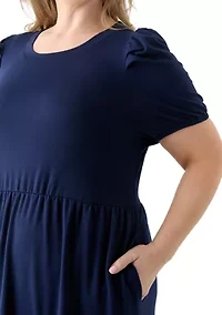 Plus Short Sleeve Baby Terry Tiered Maxi Dress