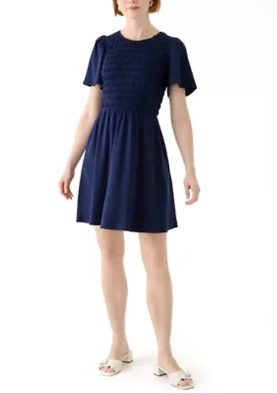 Women's Short Sleeve Smock Baby Terry Dress