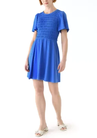 Women's Short Sleeve Smock Baby Terry Dress